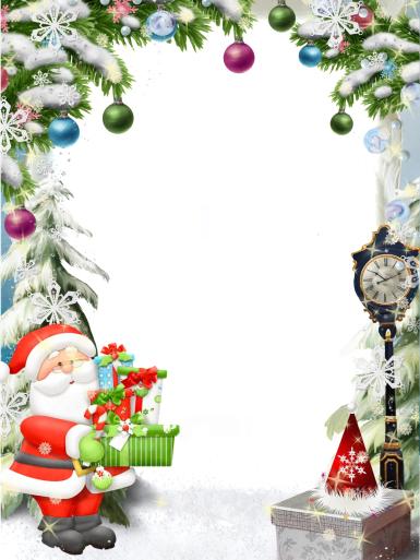 Фоторамка Рамка с Санта-Клаусом Фоторамка для фото, Зимняя фоторамка для новогодних каникул. Санта-Клаус, подарки, елочные игрушки, зима, снег.